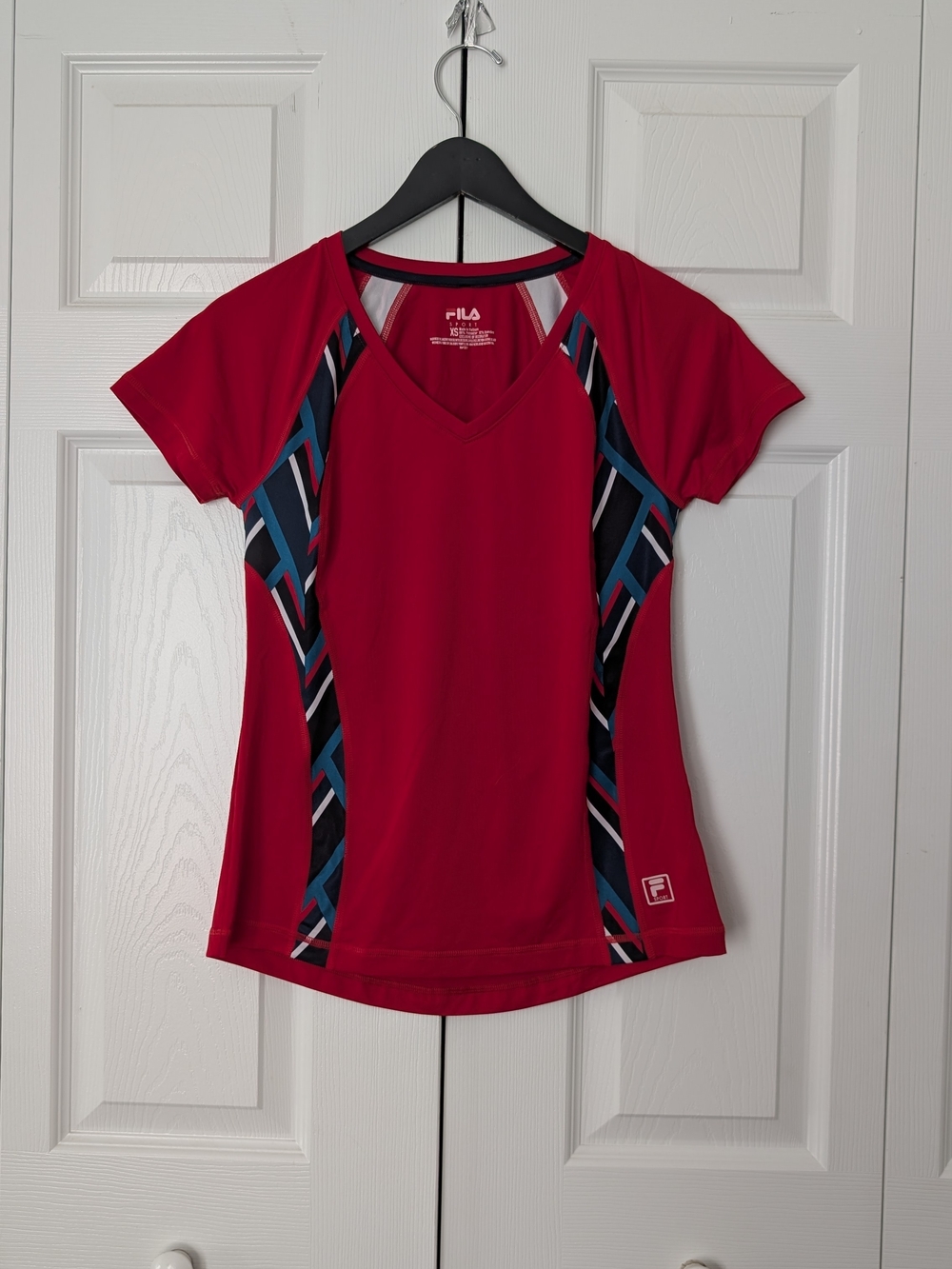 Fila Women’s Red V-Neck Short Sleeve Top